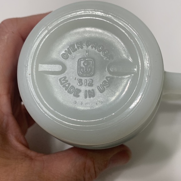 Vintage milk glass green stripe cup 4 count lot - Picture 8 of 16